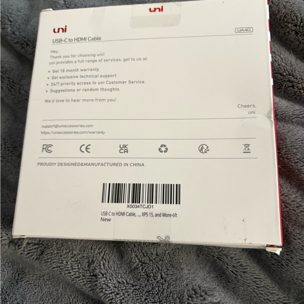Red and White 6FT Charging Cable - Picture 2 of 2